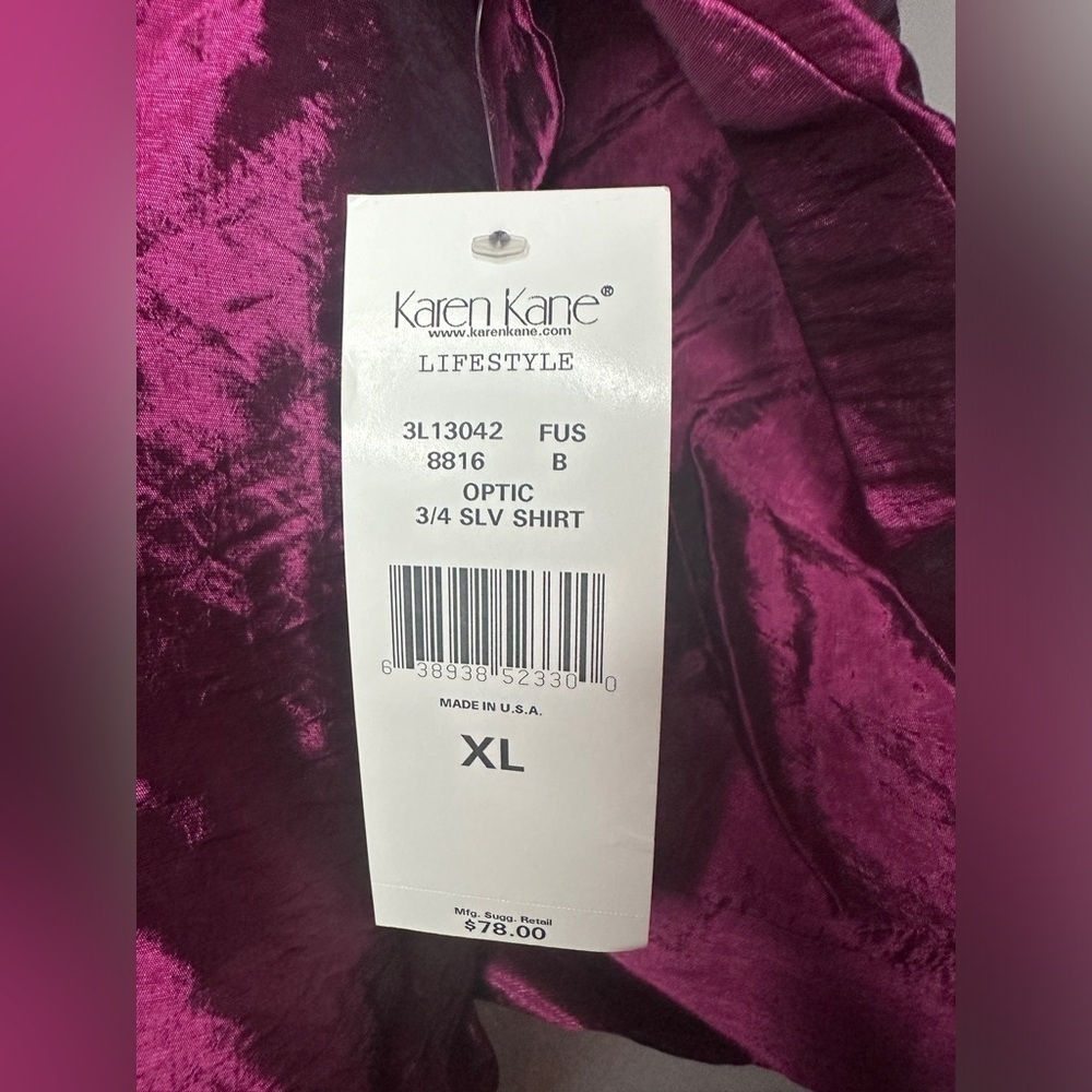 New With Tags Karen Kane Optic 3/4 Sleeve Button Down Shirt Women’s Size XL - Picture 6 of 9
